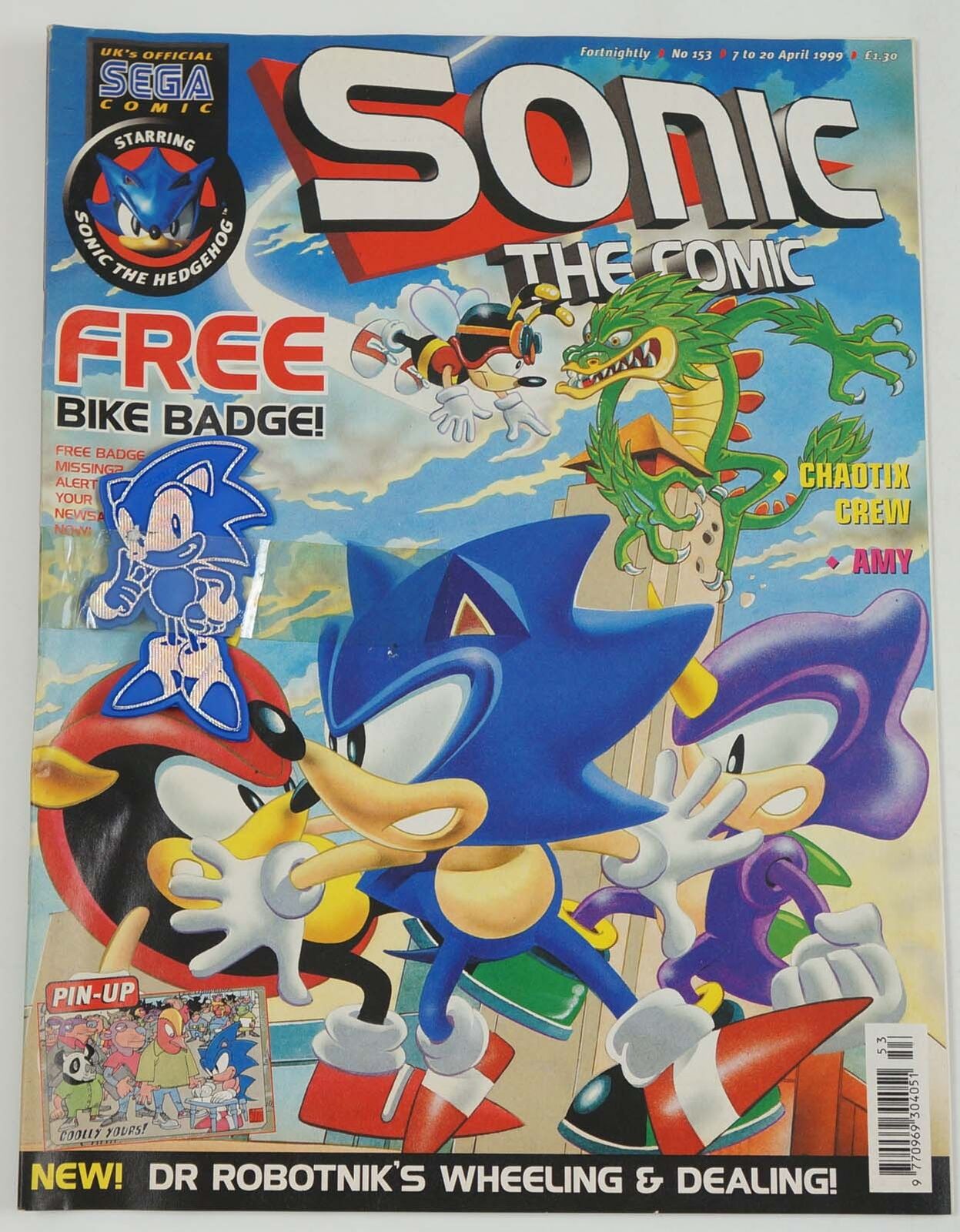 Sonic the Comic #153A FN; Fleetway Quality | Hedgehog with bike badge bonus  - we | eBay