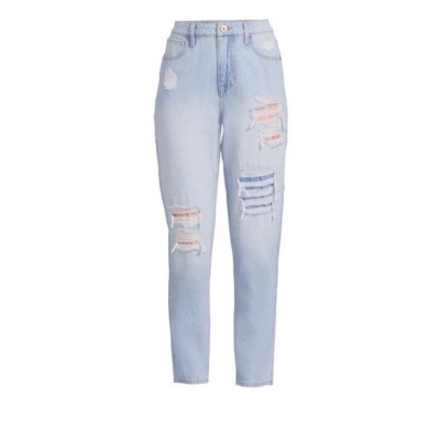 No Boundaries Destructed High Waist Mom Jeans Size