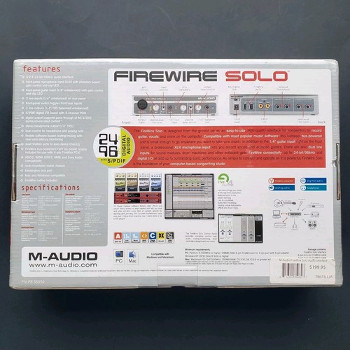 M-Audio FireWire Solo Mobile Music Audio Interface & Software Pro Tools Plug In - Afbeelding 2 van 5