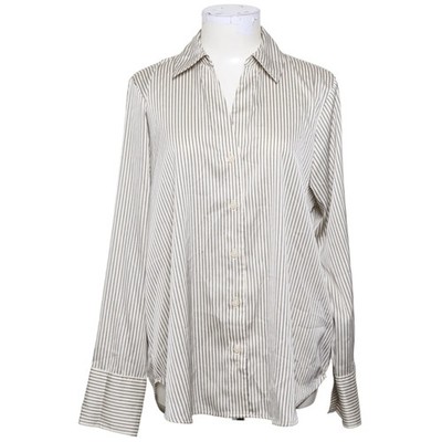 H&M, Hemd, Größe: M, Weiß/Schwarz, Elasthan/Polyester, Streifen, Satin #NuU