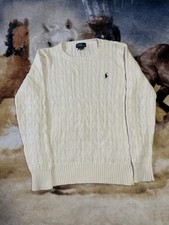 Polo Ralph Lauren crewneck Sweater Beige Cable Knit Youth Size Large 14/16