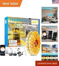 Smart 46ft White LED Strip Lights 3000K-6500K, Voice & App Control Compatibility