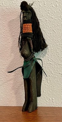 Kenya Turkana Fertility Doll Hand-Carved Wood Beads Tribal African Art 9''