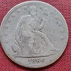 1866 S Seated Liberty Half Dollar 50c Circulated Details #93129