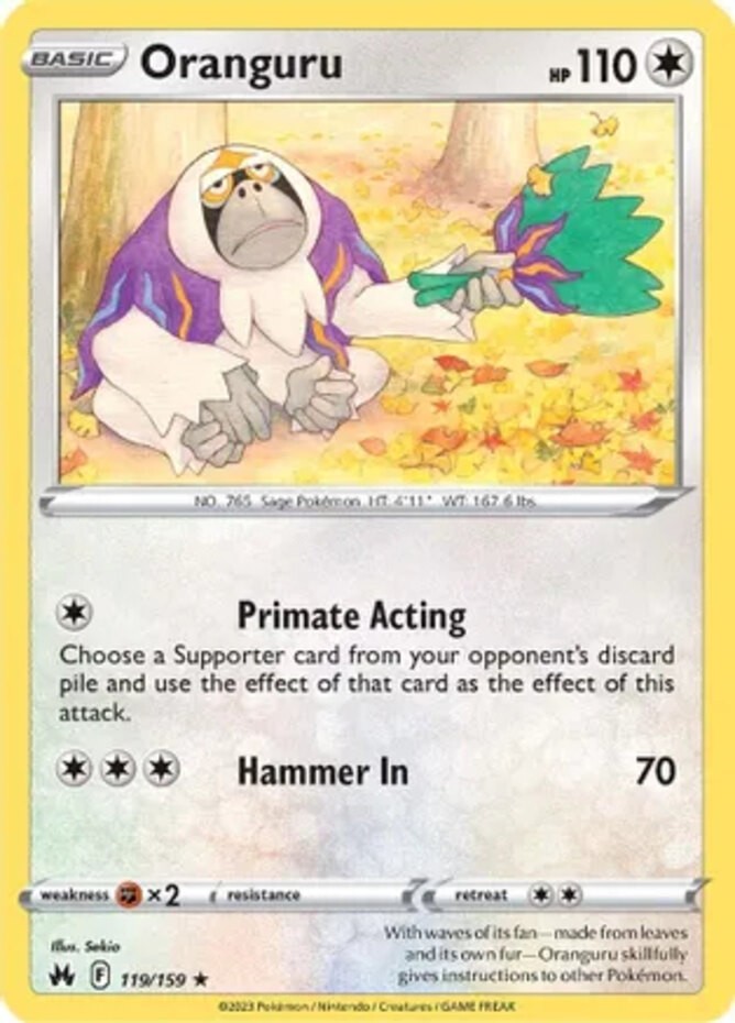 Oranguru - 119/159 - Rare (Mp) Crown Zenith - Colorless Pokémon