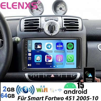 Android 15 Carplay Autoradio GPS RDS 2+64G Für Benz Smart Fortwo 451 2005-2010