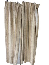 Vintage JCPenney Pinch Pleat Drapes Curtains Pair Lined Textured Stripe USA