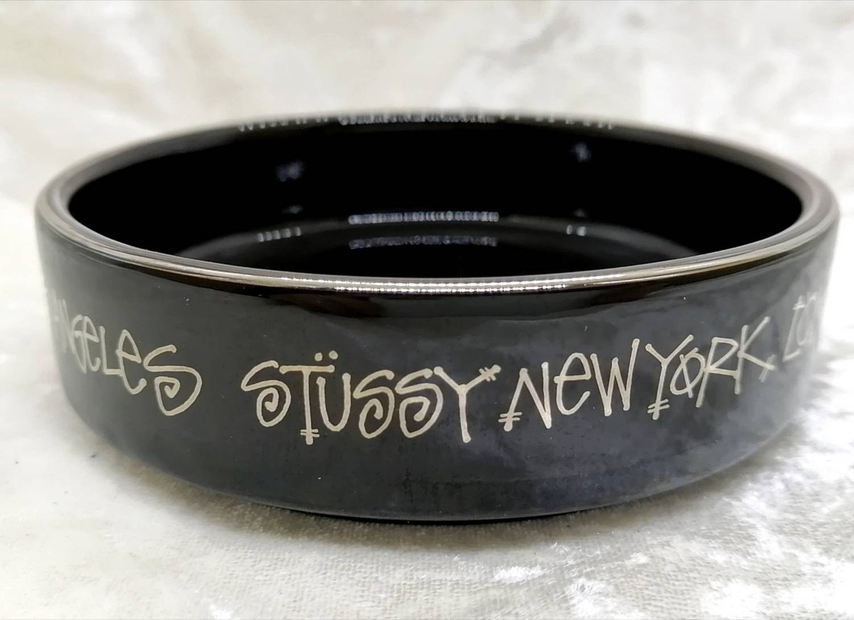 Stussy Ceramic Ashtray Black NYC London Tokyo LA Gold Rim Used | eBay
