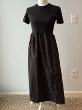 Urban Revivo Black Short Sleeve Midi Dress Women Size M US 6 | Babydoll Fit NWT