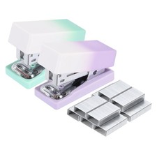 PATIKIL 2 Pack Mini Stapler with Staples, Small Cute Purple Green