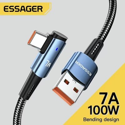 2m. Essager 7A Power Delivery USB-A, USB Typ C Kabel 90 Grad  Schnellladekabel