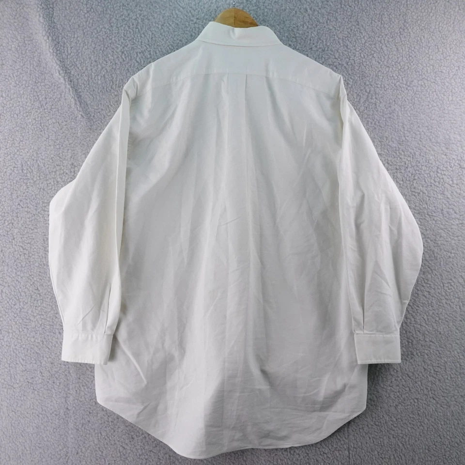 Camisa Polo Ralph Lauren De Colección Para Hombres 16x32 Blanca Manga Larga Con Botones Preppy Foto 3 de 4