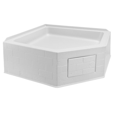 RecPro 27'' x 27'' White RV Corner Shower Pan with 10'' Skirt