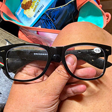 GRINDERPUNCH Wayfarer Bifocal Reading Glasses 2.50 Black Plastic Frame