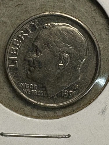 1981-P Roosevelt Dime Error Reverse Rim Cud AU