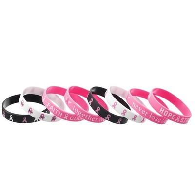 8 Pcs Breast Cancer Bracelets- Pink Ribbon Breast Cancer Awareness Silicone