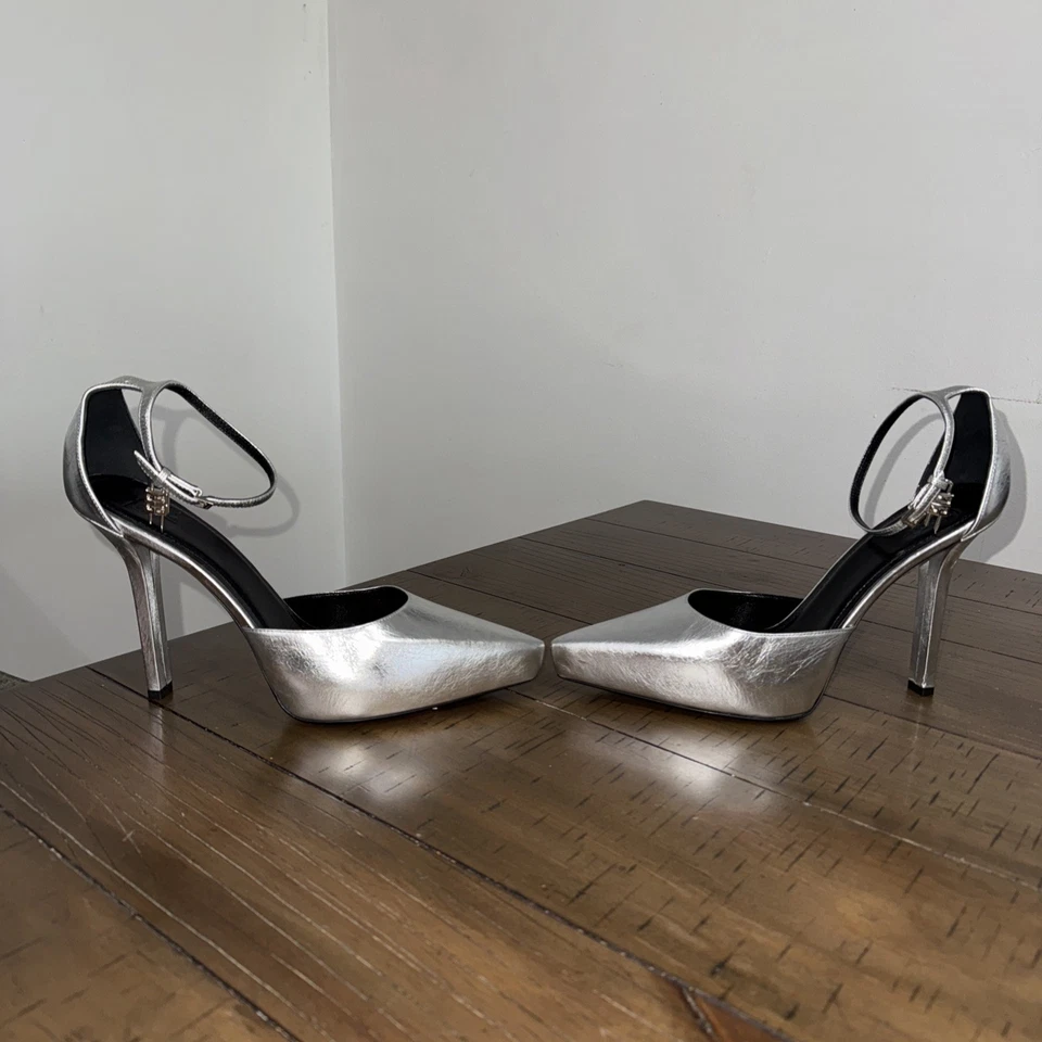 Zapatos de salón Givenchy para mujer G-Lock plata plataforma metálica punta talla 42 Foto 2 de 4