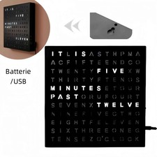 WordClock Jupiter Stahl in matt Schwarz LED Wanduhr- elegante Designer Wortuhr