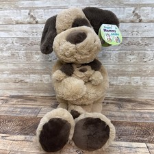 Plush Hugging Dog With Puppy Large Tan Brown 24 inch Kellytoy