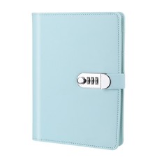 A5 Diary with Lock Journal with Lock Cute Leather Binder Refillable Paper Blue