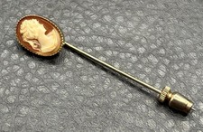 Vintage Shell Cameo Stick Pin Gold Tone Oval ...