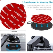 Dashboard Pad Mounting Disk Sticky Adhesive Replacement Kit, 3pcs 2.76"70mm C...