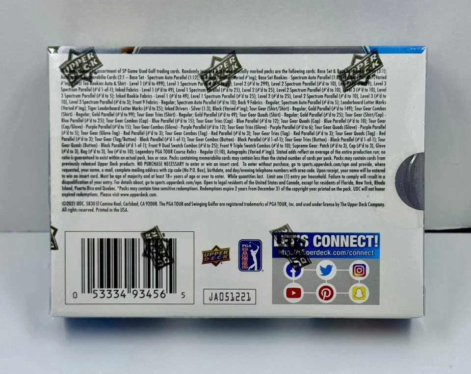 2021 Upper Deck SP Game Used Golf Hobby Box Brand New Factory Sealed - Image 2 of 4