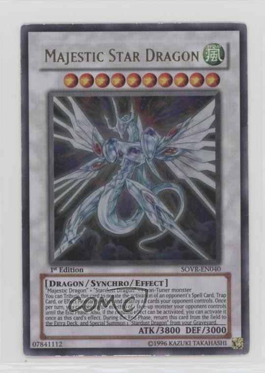 Majestic Star Dragon SOVR-EN040 YuGiOh Stardust Overdrive trading card — raw and PSA graded price guide