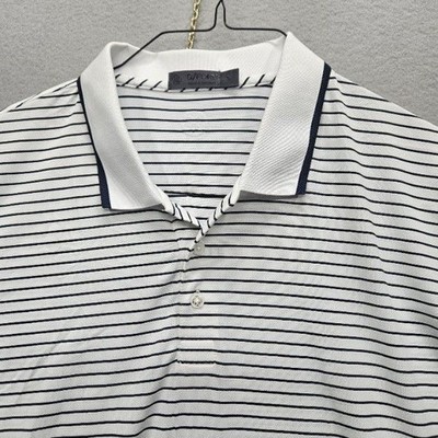 G/FORE Men's Size Large White Black Striped Polo Shirt Elk River Golf Patch