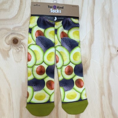 Hallmark Toe of a Kind Avocado Crew Socks Novelty Food Print Green One Size NEW