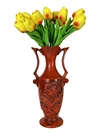 Vintage Royal Haeger Pottery Red Vase Two Handled Floral Design 12"