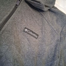 Columbia Mens Full Zip Fleece Jacket Charcoal Gray Outdoor Hiking Coat L