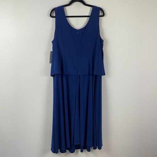 Alex Evenings Embellished Tea-Length Plus Size Dress Size 16W Cobalt Blue - Picture 6 of 10