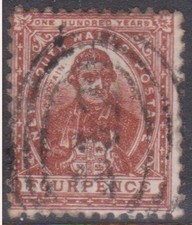 (F369-138) 1868 NSW 4d brown Cook stamp (EM)