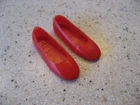 Vintage 1960's Original Mattel Skipper Pair of Red Flat Shoes Marked Japan