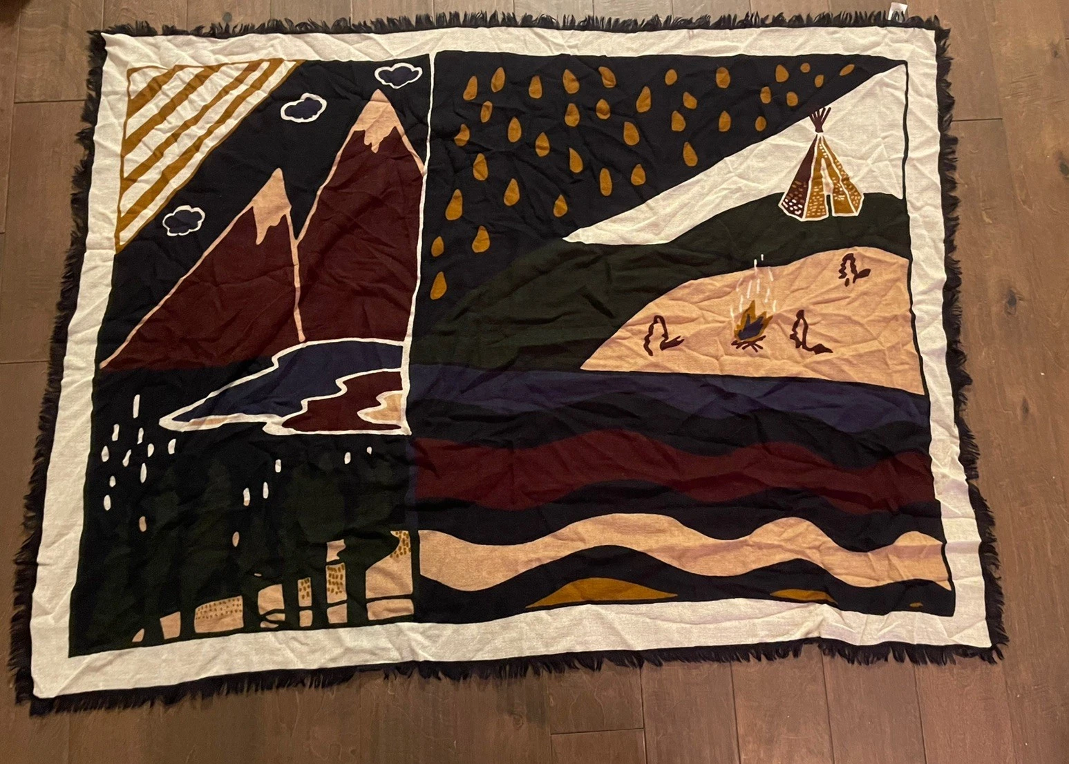 MADEWELL Blanket Scarf Shawl Native American Indian Abstract Print Scarf EUC