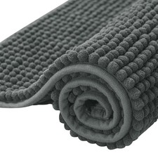 SUBRTEX Chenille Bath Rug 16"x24" Gray - Soft, Absorbent, Machine Washable