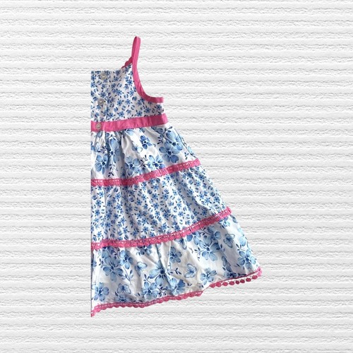 Little Me Baby Girls Cornflower Blue Floral Sundress Sleeveless Lined Size 18M - Picture 10 of 11