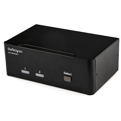 StarTech.com 2-Port DisplayPort KVM Switch - Dual-Monitor - 4K 60 - with Audi...