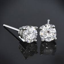 Platinum Studs Diamond Earring For Women Lab Grown 2 Carat Round PT950