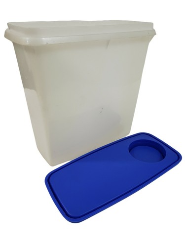 Tupperware weißer Getreideaufbewahrungsbehälter #469-9 w Flip Top Deckel 470-20 dunkelblau - Bild 3 von 10