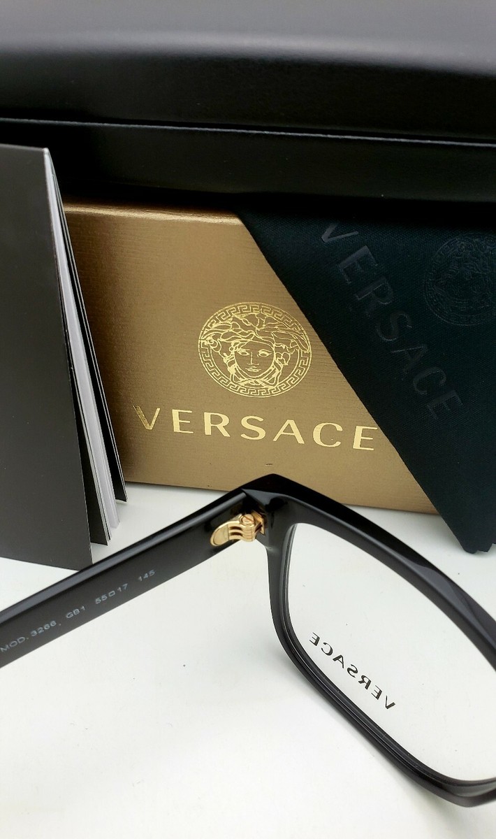 New VERSACE Rectangular Eyeglasses MOD. 3266 GB1 55-17 Black  display picture 3