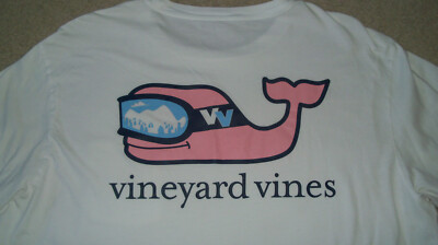 VINEYARD VINES Whale Pocket Ski Slopes Longsleeve Shirt LARGE Skiing Goggles