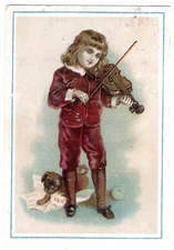 VTC Jersey Coffee BOY VIOLIN DOG Dayton Spice VICTORIAN ADVERTISING TRADE CARD