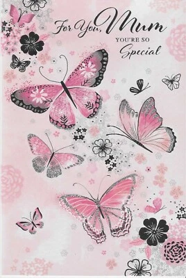 SIMON ELVIN FOR YOU MUM BIRTHDAY CARD WITH SILVER FOIL AND GLITTER DETAIL