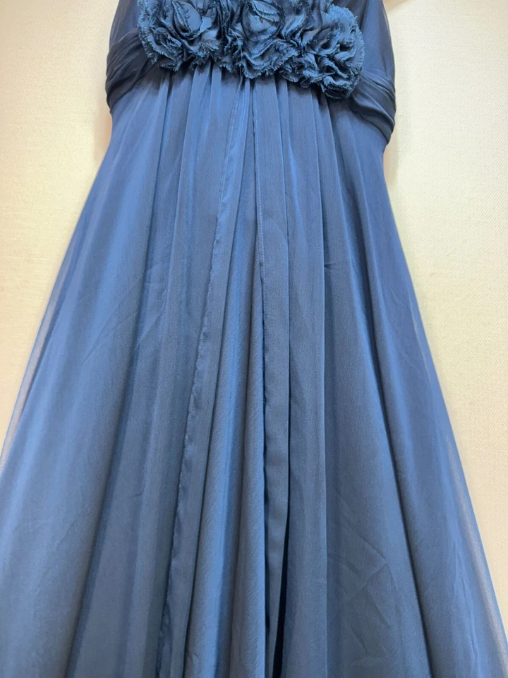 Vestido de baile Adrianna Papell cuello en V para mujer talla 8 azul sin mangas floral fiesta Foto 3 de 4