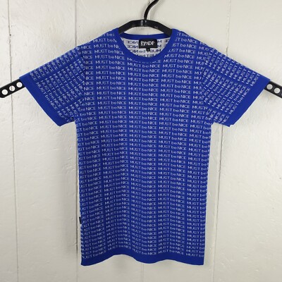 RIPNDIP Shirt Womens Small Blue Crew Neck Short Sleeve All Over Graphic Stretch
