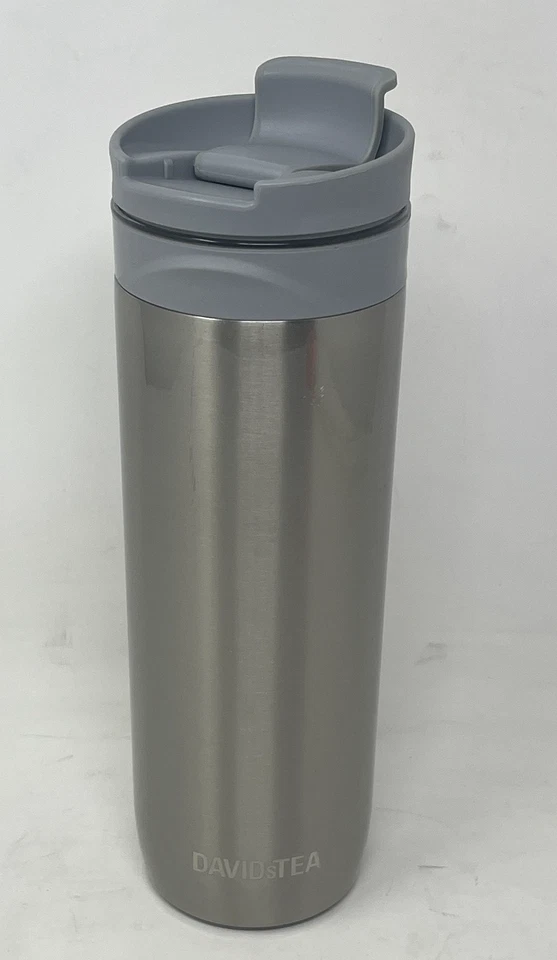 Davids Prensa de té Bomba de pistón plateado Vaso de viaje Acero inoxidable Doble Pared 16 oz Foto 2 de 4