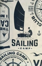 NAUTICAL ROPES SAILING VINYL FLANNEL BACKED TABLECLOTHS ASSORTED SIZES BY ELRENE