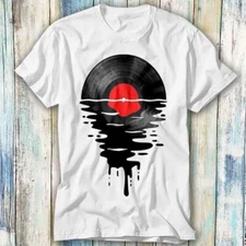 Melting Vinyl Music LP Sunset Sea Ocean T Shirt Meme Gift Top Tee Unisex 1178